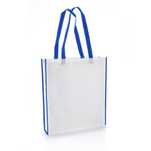 Non-Woven Shopping Bag Vertical White/R.Blue