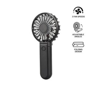 ROTO - Rechargeable Handheld Fan with Foldable Desk Stand - Black