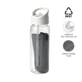 DEVON - Giftology RPET Cooling Towel in RPET Bottle 800 ml - White
