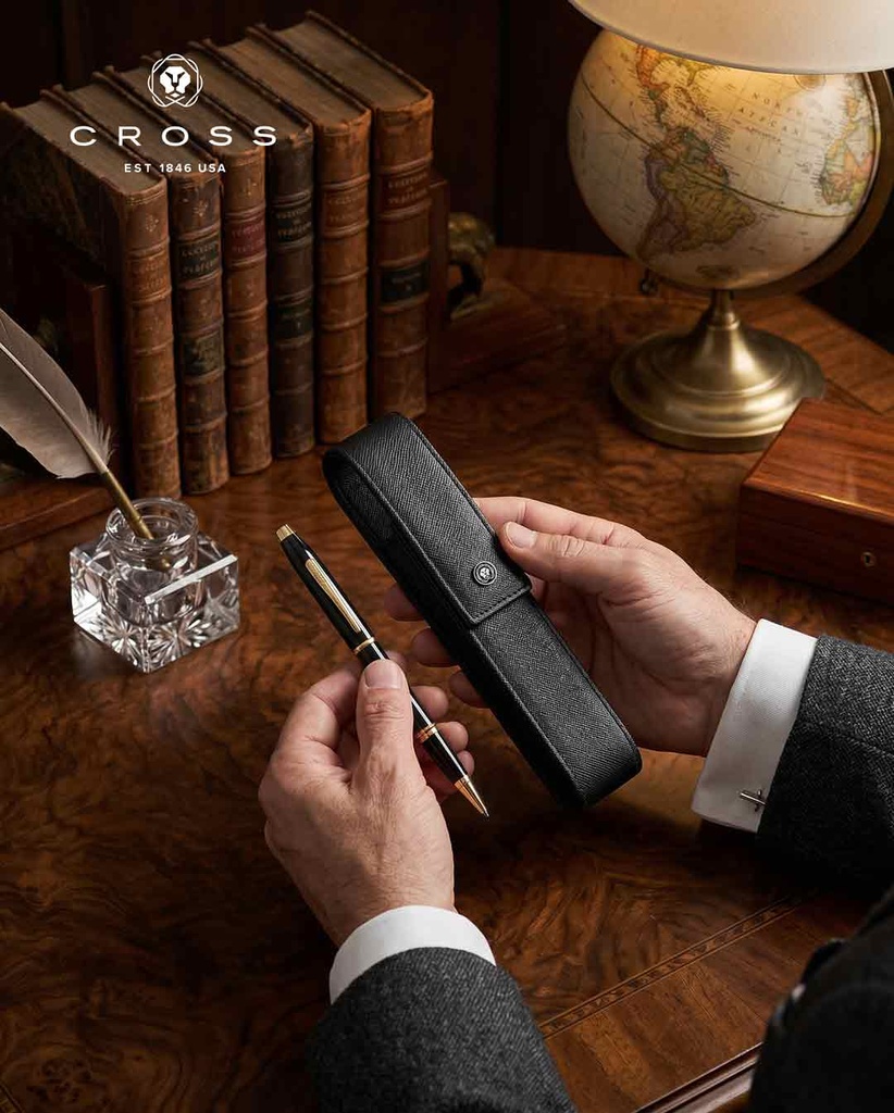 Coventry Classic Black Lacquer with Gold Tone Appointments Rollerball Pen (Blue Ink) - Image 6