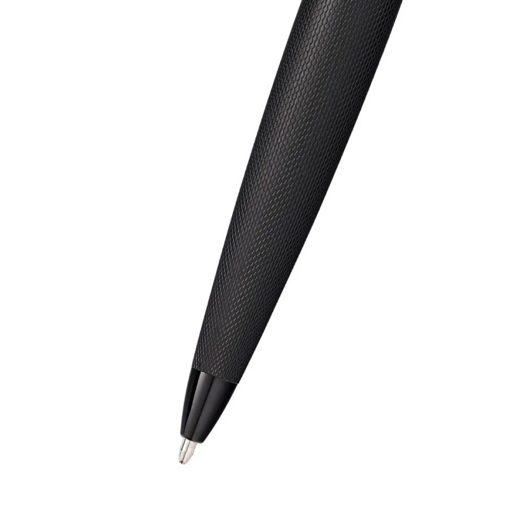 Cross ATX® Brushed Black with Machine-Turned Diamond Pattern Engraving with Polished Black PVD Appointments Ballpoint Pen (Blue Ink) - Image 4