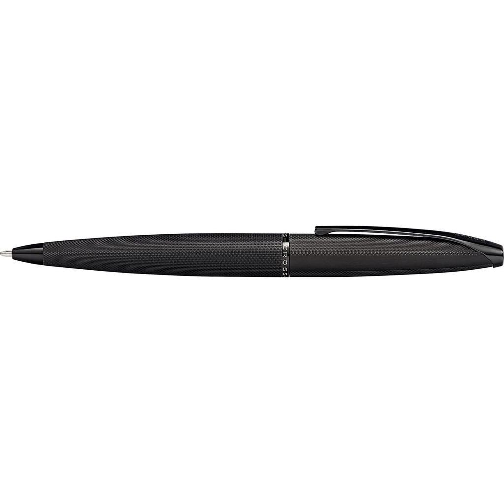 Cross ATX® Brushed Black with Machine-Turned Diamond Pattern Engraving with Polished Black PVD Appointments Ballpoint Pen (Blue Ink) - Image 3
