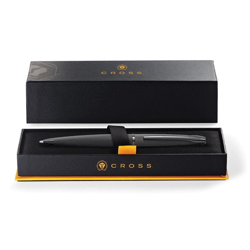 Cross ATX® Brushed Black with Machine-Turned Diamond Pattern Engraving with Polished Black PVD Appointments Ballpoint Pen (Blue Ink) - Image 5