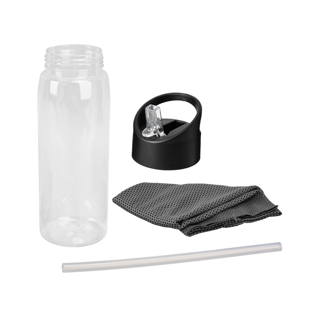 DEVON - Giftology RPET Cooling Towel in RPET Bottle 800 ml - Black - Image 2