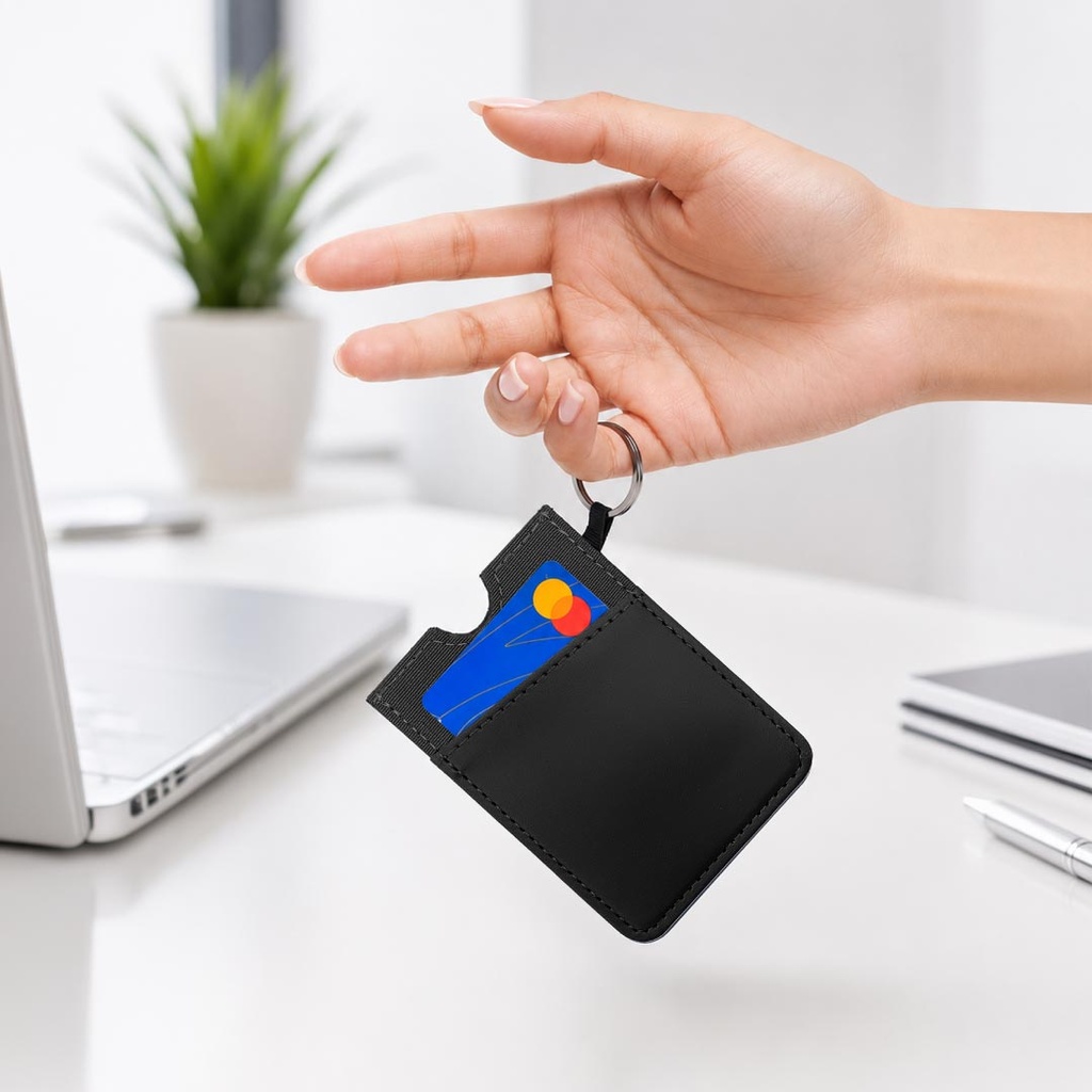 LUGANO - Vertical RFID Cardholder Wallet with Keyring - Black - Image 7