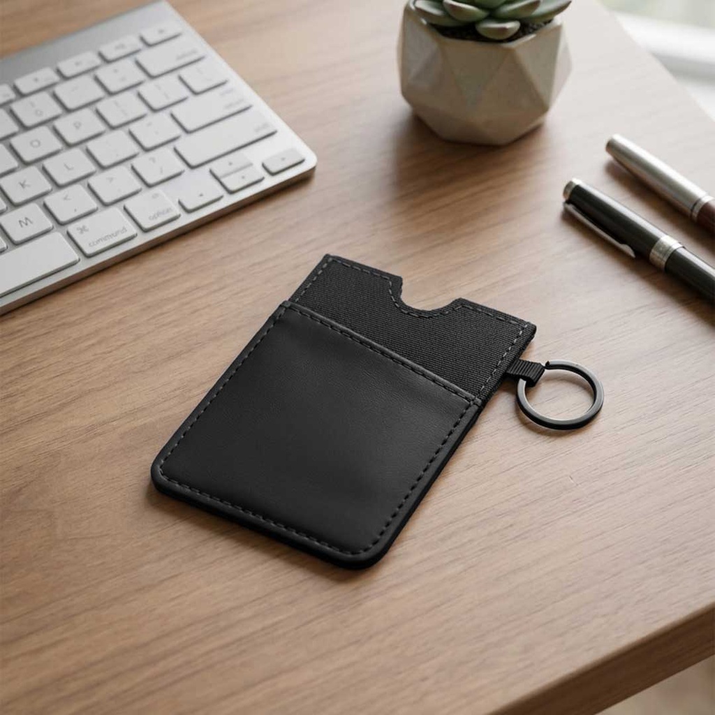 LUGANO - Vertical RFID Cardholder Wallet with Keyring - Black - Image 8